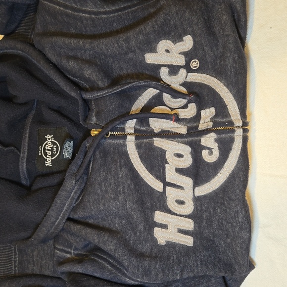 Hard Rock Café Seattle Zip Up Hoodie Medium Navy Blue - Picture 7 of 9